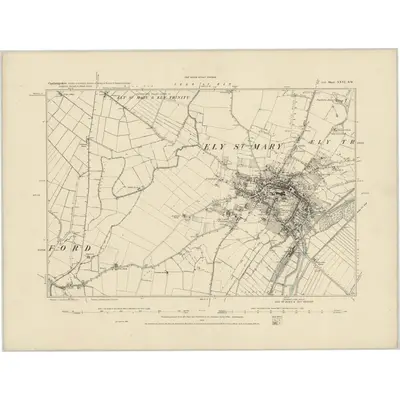 1885 Map of Cambridgeshire XXVI.SW, 1886 Print