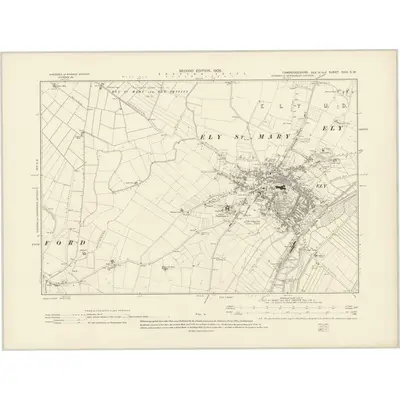 1900 Map of Cambridgeshire XXVI.SW, 1903 Print