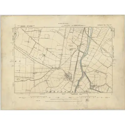 1886 Map of Cambridgeshire XXX.NW, 1887 Print