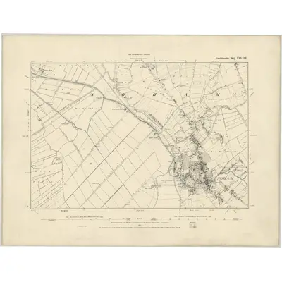 1886 Map of Cambridgeshire XXX.SE, 1887 Print