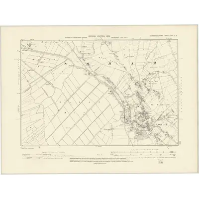 1900 Map of Cambridgeshire XXX.SE, 1903 Print