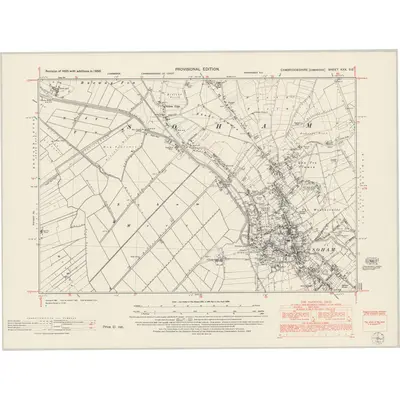 1950 Map of Cambridgeshire XXX.SE, 1953 Print