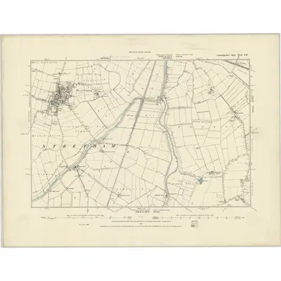 1886 Map of Cambridgeshire XXX.SW, 1887 Print