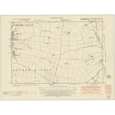1950 Map of Cambridgeshire XXXII.SW, 1951 Print
