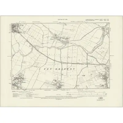 1924 Map of Cambridgeshire XXXIII.NW, 1927 Print