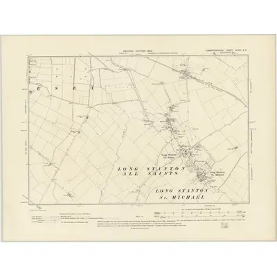 1901 Map of Cambridgeshire XXXIII.SE, 1903 Print