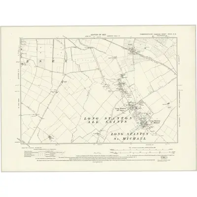 1924 Map of Cambridgeshire XXXIII.SE, 1927 Print