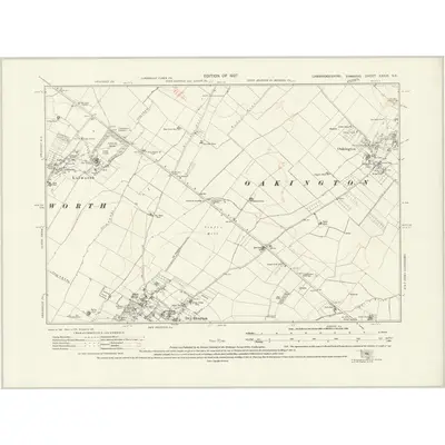 1924 Map of Cambridgeshire XXXIX.NE, 1927 Print