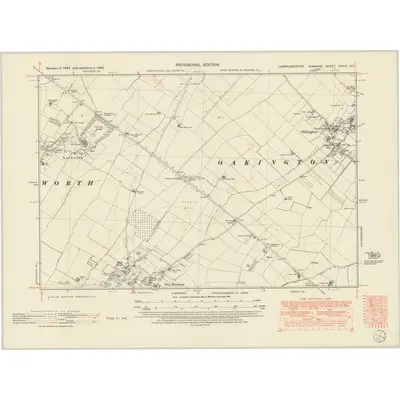 1950 Map of Cambridgeshire XXXIX.NE, 1951 Print