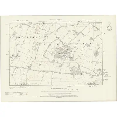 1938 Map of Cambridgeshire XXXIX.SE, 1945 Print