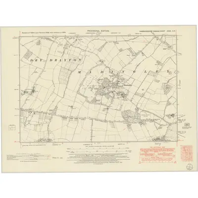 1950 Map of Cambridgeshire XXXIX.SE, 1952 Print