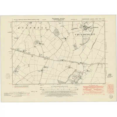 1950 Map of Cambridgeshire XXXIX.SW, 1951 Print