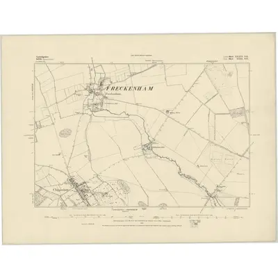 1881 Map of Cambridgeshire XXXVI.NE, 1884 Print