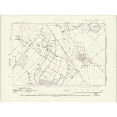 1925 Map of Cambridgeshire XXXVI.SW, 1927 Print