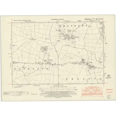 1950 Map of Cambridgeshire XXXVIII.NW, 1952 Print