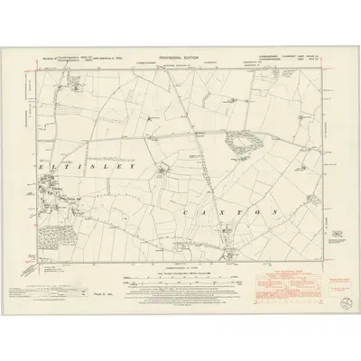 1950 Map of Cambridgeshire XXXVIII.SE, 1952 Print