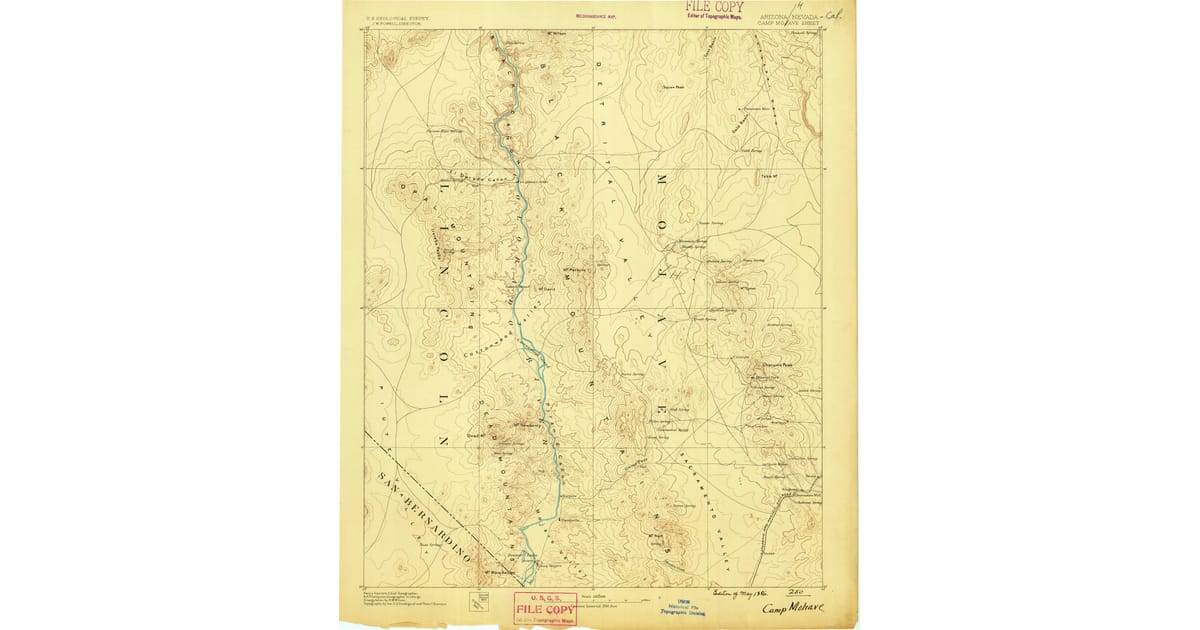 Old Maps of So Hi AZ for Metal - Camp Mohave Mohave County Az Usgs Topo 1886 Og 1200x630 