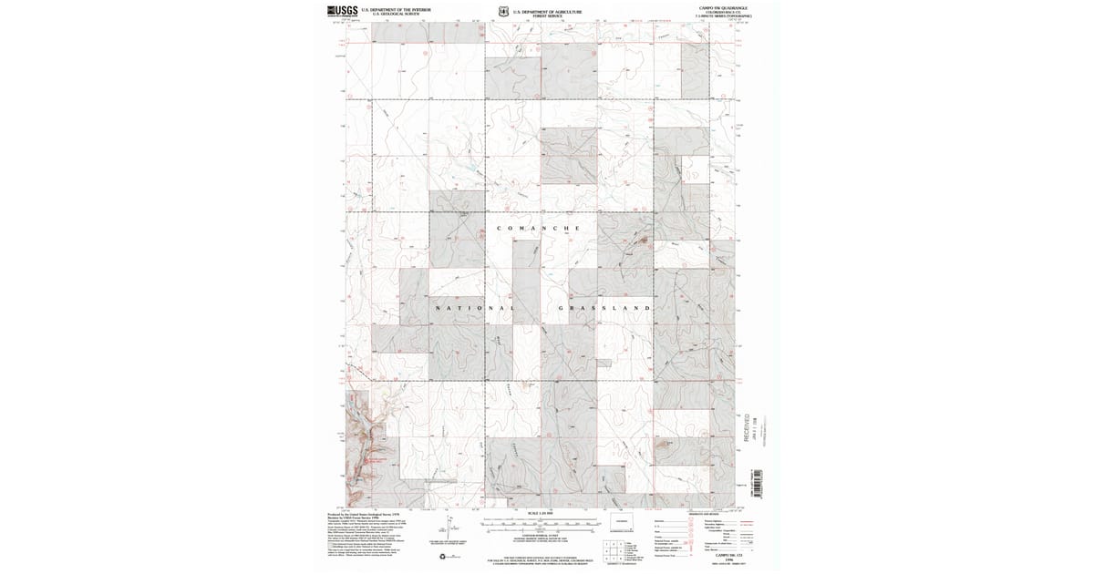 1996 Map of Campo SW, Baca County, CO — High-Res | Pastmaps