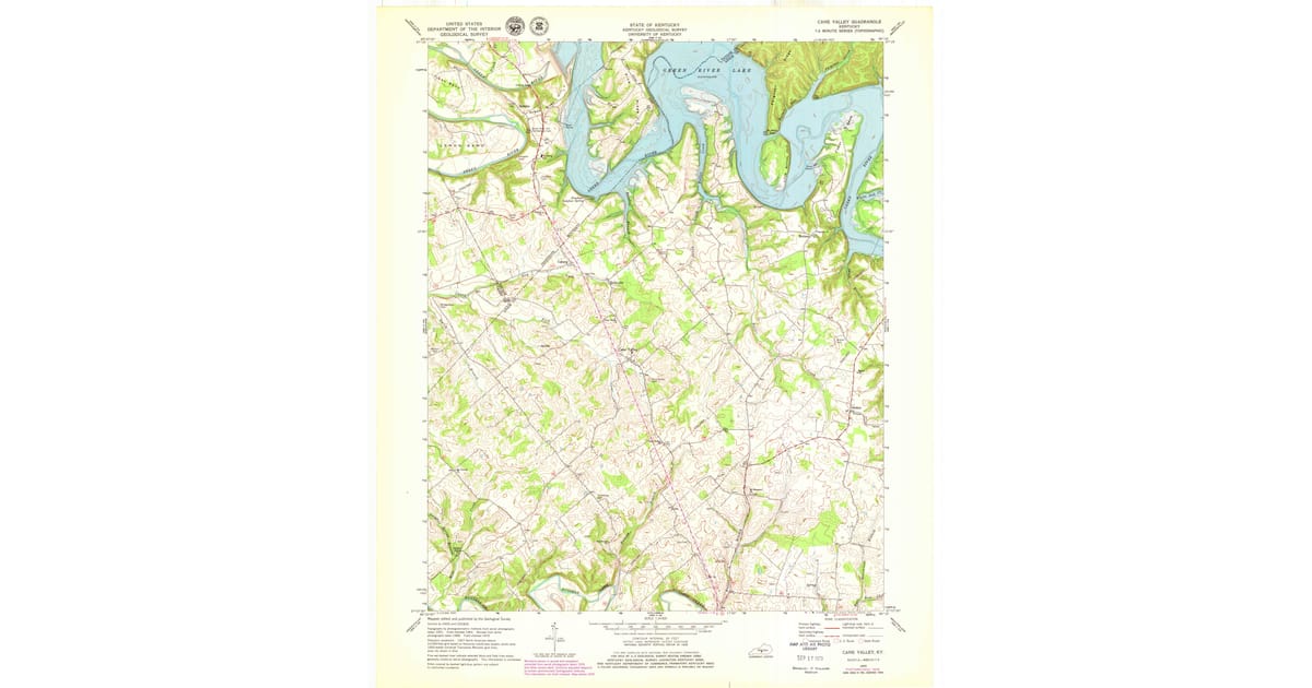 1970 Map of Cane Valley, Adair County, KY — High-Res, 1979 Print | Pastmaps