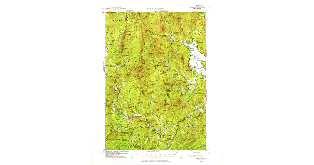 1956 Map of Cardigan, Grafton County, NH — High-Res | Pastmaps