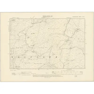 1904 Map of Cardiganshire VII.NE, 1906 Print