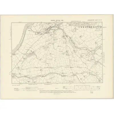 1904 Map of Cardiganshire XIV.SE, 1906 Print