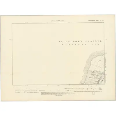 1904 Map of Cardiganshire XIV.SW, 1906 Print