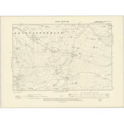 1904 Map of Cardiganshire XIX.NE, 1906 Print