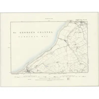 1887 Map of Cardiganshire XIX.NW, 1889 Print