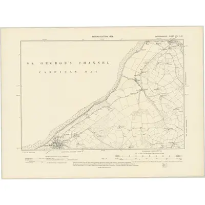 1904 Map of Cardiganshire XIX.NW, 1906 Print