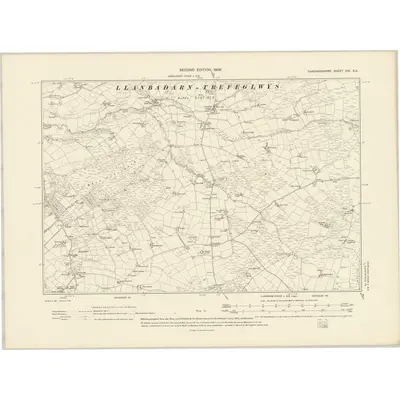 1904 Map of Cardiganshire XIX.SE, 1906 Print