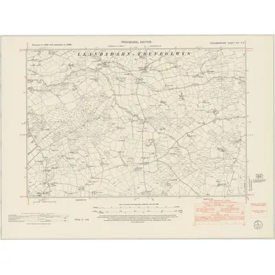 1948 Map of Cardiganshire XIX.SE, 1953 Print