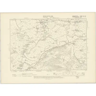 1904 Map of Cardiganshire XLI.NE, 1906 Print
