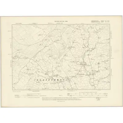 1904 Map of Cardiganshire XLII.NE, 1906 Print