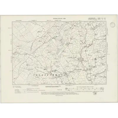 1904 Map of Cardiganshire XLII.NE, 1947 Print