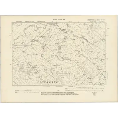 1904 Map of Cardiganshire XLII.NW, 1906 Print