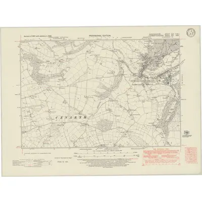 1938 Map of Cardiganshire XLV.NW, 1948 Print