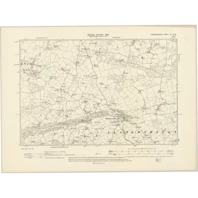 1904 Map of Cardiganshire XV.NW, 1906 Print