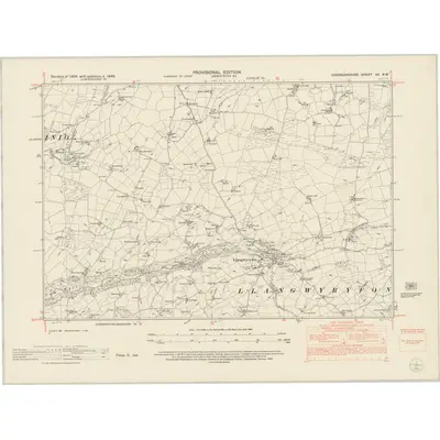 1948 Map of Cardiganshire XV.NW, 1953 Print