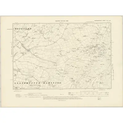 1904 Map of Cardiganshire XV.SW, 1906 Print