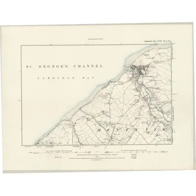 1887 Map of Cardiganshire XVIII.NE & SE, 1889 Print