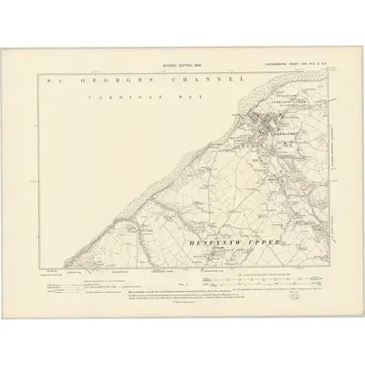 1904 Map of Cardiganshire XVIII.NE & SE, 1906 Print