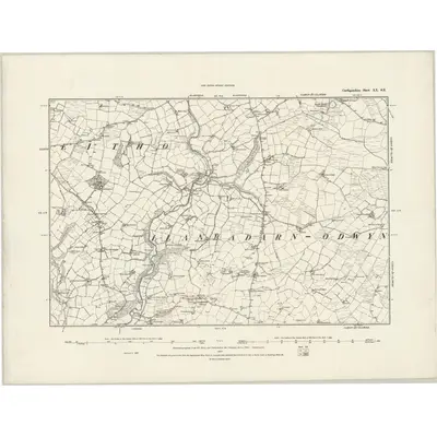 1887 Map of Cardiganshire XX.SE, 1889 Print