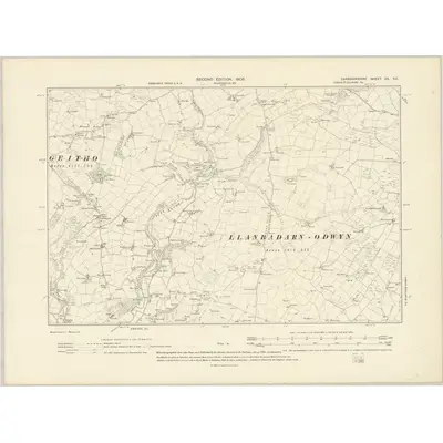 1904 Map of Cardiganshire XX.SE, 1906 Print