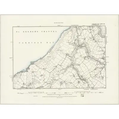 1887 Map of Cardiganshire XXIII.SE, 1889 Print