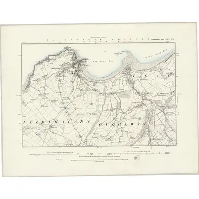 1887 Map of Cardiganshire XXIV.NW, 1889 Print
