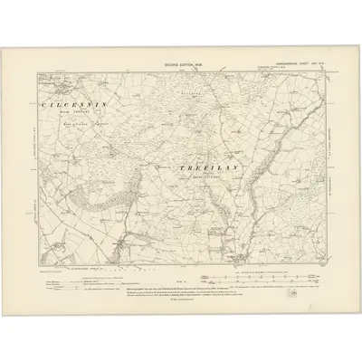 1904 Map of Cardiganshire XXV.NE, 1906 Print