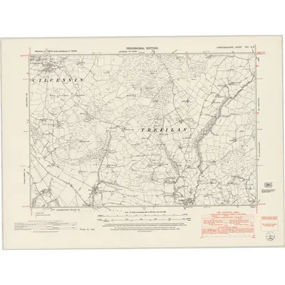 1948 Map of Cardiganshire XXV.NE, 1953 Print