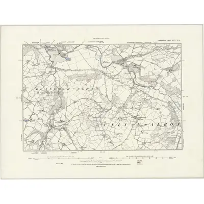 1887 Map of Cardiganshire XXV.NW, 1889 Print