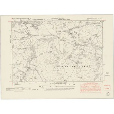1948 Map of Cardiganshire XXV.NW, 1953 Print